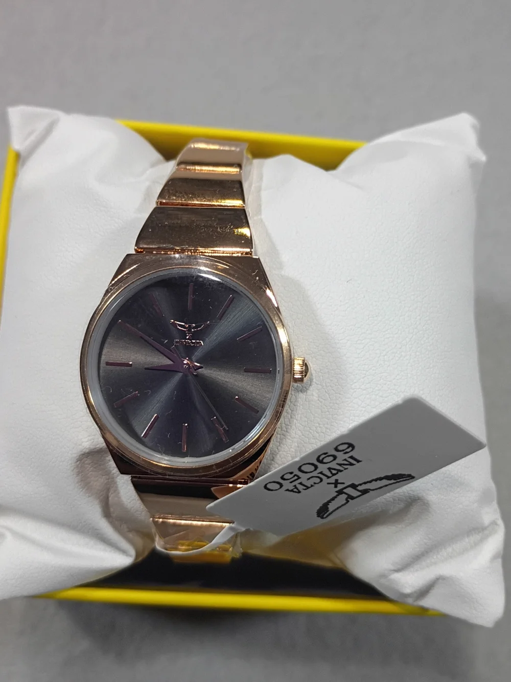 Invicta Rose Gold-Tone Women's Watch with Dark Gray Dial